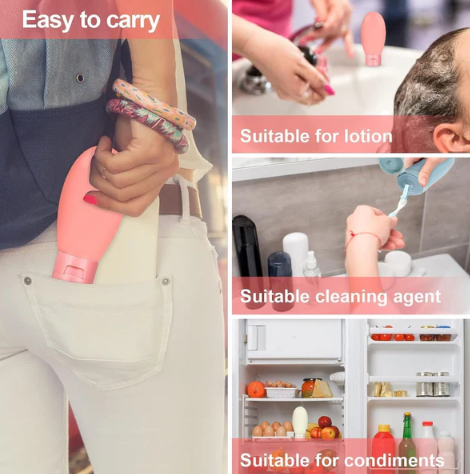 3 pieces travel Silicone Bottles leakproof for Toiletries- 60 ml each